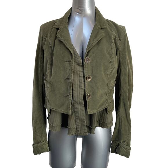 Free People Orly Cord Heritage Layered Jacket Women's Size Small Green - Picture 1 of 4